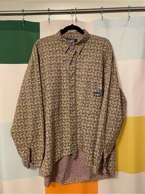 Men’s Vintage Purple Paisley Long-Sleeve Shirt